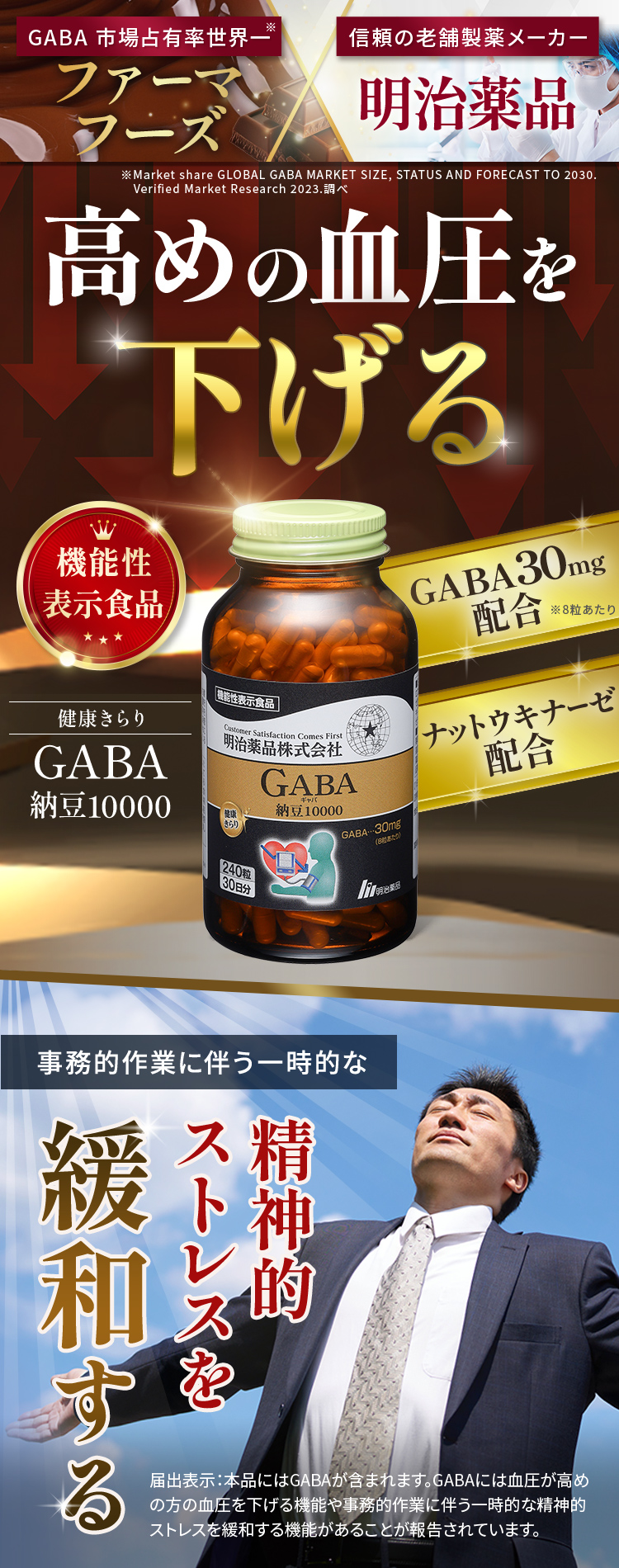 高めの血圧を下げるGABA納豆10000